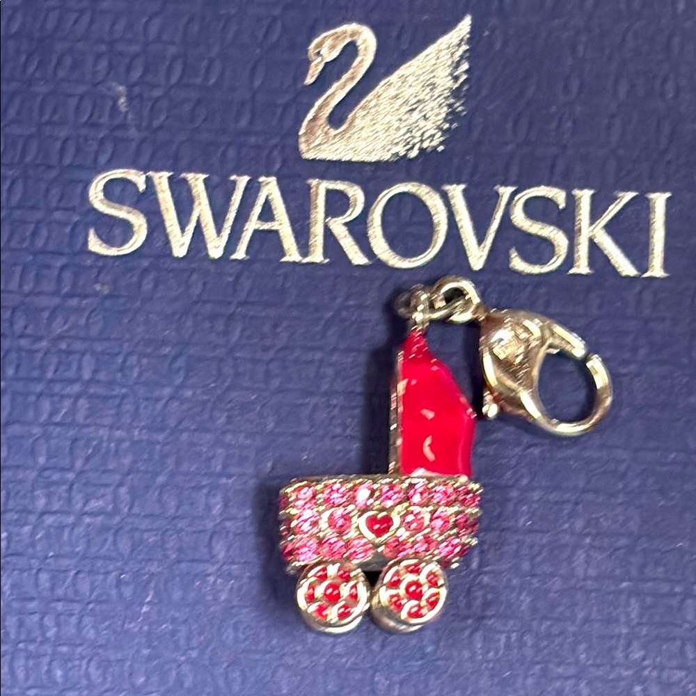 Swarovski Pink Baby Carriage Charm
